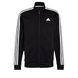 adidas Men's Essentials Warm-Up 3-Stripes Track Jacket, Black/White, S