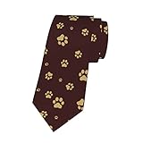 Fun Ties for Men Golden Paw Print Fashion Neckies Veterinarian Necktie Crazy Gift for Dog or Cat Lover's