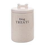 Widdop Best of Breed Dog Treats Jar - Ceramic White - Paw Print Design - Perfect for Dog Lovers Gifts Present Birthdays Pet Food Storage