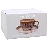 Lesser & Pavey Elements Reactive Glaze Cup & Saucer for Kitchen | Lovely Coffee Cup Set for Home & Office | Tea Cups and Saucers for Enjoying Hot Drinks | Coffee Mug and Saucer Gifts for Women & Men