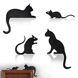 Zoyiancy 2 Pcs Black Cat Door Frame Decorations, MouseEnthusiast Silhouette Door Decoration, Wooden Cat Mouse Sign Frame, Home Living Room and Office