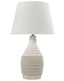 Beliani Modern Table Lamp Porcelain Base White Faux Silk Cone Empire Shade Tormes