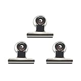 Magnetic Bulldog Clips – 3 Pack Stainless Steel Heavy Duty Clips with Strong Magnet – Ideal for Home, Office, Kitchen & School Use