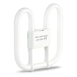 Quebec 16W 2D Square 4-Pin GR8 Cap Compact Fluorescent Lamp, Warm White 3500K, Non-Dimmable CFL Light Bulb, Energy Class A, AC 230V, DD Flat Butterfly Bulb for Flush Mount Ceiling Lighting, 8000 Hours