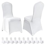 hicoosee 10 PCS White Chair Covers, Spandex Stretch Washable Chair Covers for Wedding,Party and Banquet