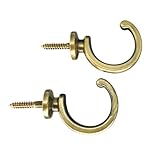 2 Pcs Tie Back Hooks for Curtains, Vintage Brass Curtain Tieback Hook, Heavy Duty Metal Ball End Wall Hooks for Keys Coats Hats for Window & Shower Curtains