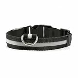Rechargeable LED Dog Collar – Adjustable, Waterproof, 4 Modes Flashing Light for Night Safety, Perfect for Small, Medium, and Large Dogs (Black, L: 45-52cm)