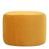 icon Milano Velvet Bean Bag Pouffe, Ochre Yellow, Large Pouffe Footstool with Filling Included, Footrest, Bedroom, Living Room, Living Room Furniture