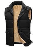 Lonya Gilet for Men Fleece Body Warmer Quilted Outerwear Gilets, Winter Thermal Lightweight Windproof Sleeveless Jacket Zipper Warm Vest with Pockets, Black, M
