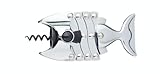 BarCraft Lazy Fish Corkscrew and Bottle Opener, Stainless Steel Wine Opener, 16.5 x 7.5 x 4.5cm, Silver