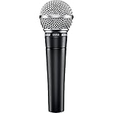 Shure SM58-LC Cardioid Dynamic Vocal Microphone with Pneumatic Shock Mount, Spherical Mesh Grille with Built-in Pop Filter, A25D Mic Clip, Storage Bag, 3-pin XLR Connector