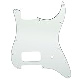 Musiclily Pro 11 Holes ST Strat Uncovered One Humbucker Guitar Pickguard Scratch Plate for American/Mexican Fender Tom Delonge Stratocaster Electric Guitar, 3ply Aged White