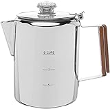 COLETTI Bozeman Coffee Percolator — Camping Coffee Makers, Stove Top Percolator Coffee Pot — NO Aluminum or Plastic [9 cup]