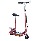 HOMCOM 120W Foldable Powered Scooters with 24V Rechargeable Battery, Adjustable Ride on Toy (Red)