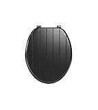 18" INCH Bathroom White Tongue and Groove Wooden Toilet SEAT (Black)