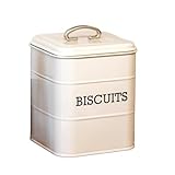 Darthome Antique Cream Barrel Biscuit Tin Carbon Steel Square Industrial Cookie Canister
