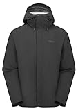 Rab Men's Downpour Jacket - Lightweight Waterproof Hooded Coat for Hiking & Trekking - Black - Medium