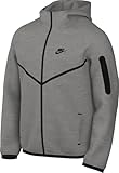 Nike Men's Tch Fleece Full Zip Wr Hoodie Parka Coat, Dk Grey Heather/Black, L