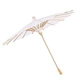 Tyenaza DIY White Paper Umbrella, Vintage Parasol Painting Decorative Umbrellas Hand Painted Bridal Party Photo Cosplay Prop for Wedding (Diameter: 30cm)