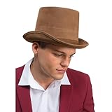 Wicked Costumes Deluxe Brown Top Hat with Perfect Fit Liner Fancy Dress Accessory