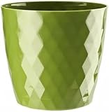 B2C Flowerpot Round Plastic plant pot Crystal Modern Decorative Small Medium Large 7 sizes 9 coolours (Green, 12 cm)