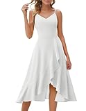 DRESSTELLS Cocktail Dress for Woman, White Formal Wedding Guest Church Bridesmaid Prom Party Aline Fit Flare High Low Dresses White XL