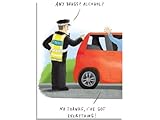 Paperlink Open Humorous Blank Greeting Card - 'Got Everything' - Police Officer and Car Illustration - From The Bemusement Park Range - Suitable For Birthdays and Other Occasions - For Him/Her