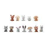 Tabanzhe Dog Figurines-12PCS Realistic Mini Dog Figures Miniature Puppy Figurines Playset Hand Painted Tiny Dogs Animals for Cake Toppers Birthday Gift Party Favor