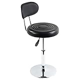 FURWOO PU Leather Work Chair for Barber Shop Salon Beauty Task Drafting Swivel Office Stool With Backrest Small (Black)