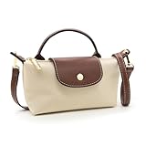 Long Keeper Women's Cross-body Bags Mini Nylon Small Cross Body Tote Bag Hobo Purse for Women Ladies Small Top Handle Handbags & Shoulder Bags with Zip (Beige)