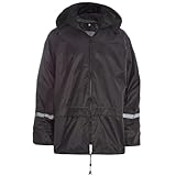 Style It Up Unisex Plain Rain Coat Mac Kagoul Lightwear Jacket Water Proof Hooded Cagoul Adults (BLACK, M)