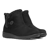 Cushion Walk Womens Ladies Lightweight Fur Lined Girls Warm Casual Comfort Winter Ankle Boots UK Sizes 3-8 (Black Fur, UK Footwear Size System, Adult, Women, Numeric, Medium, 6)