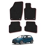VW Polo (2009-2017) Car Mats Accessories Tailored Fit Carpet Floor Mats Non Slip Red Trim Accessory Compatible Front Rear Set Anti Slip Backing Custom Fit Hand-Finished Full Coverage Clips