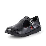 Kickers Girl's Kick T Bar Black School Shoes | Classic & Stylish | Extra Comfortable | Premium Quality, Black, 11 UK Child