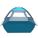 COMMOUDS Beach Tent for 3-4 Person, UPF 50+ Beach Shelter, Lightweight & Easy Set Up and Carry Family Sun Shade Tent Event Shelter for Camping, Fishing, Picnic, Outdoor