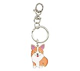AYOMI Welsh Corgi Dog Keychain - Corgi Keyring / Bag Charm - Silver Dog Tag Gift