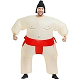 Rafalacy Inflatable Sumo Wrestler Suit Costume for Adult Blow up Halloween Costume Party Fat Suit Fancy Families Member Game (Red Sumo)