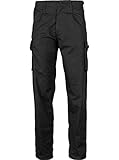 Mil-Com MOD Police Pattern Tactical Trousers for Men, 100% Ripstop Combat Cargo Pants with Adjustable Waist, 6 Pockets, Water-Repellent, Durable Workwear for Security & Outdoor Use - 36" Black