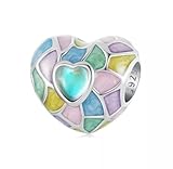 Moonstone Rainbow Love Heart Charm Bead Genuine 925 Sterling Silver Compatible With Pandora Bracelet
