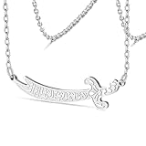 VASSAGO Zulfiqar Sword Necklace for Women & Men - Imam Ali Zulfiqar Sword Pendant - Arabic Islamic Muslim Rune Jewelry Talisman Amulet Religious Gift (Silver)