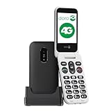 DORO Phone - Doro Leva E22 - 4G Flip Phone For Elderly - Large 2.8" Screen, High Contrast Keys, Loud & Clear Sound, HD Voice, Camera, Doro Secure Button - Charging Cradle - Black/White