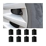 JNNJ 8 Pieces Car Tire Valve Stem Caps, Plastic Tyre Wheel Valve Caps Dust Caps, Plastic Car Tire Stem Dust Covers Seal Ring, Universal Plastic Tyre Valve Dust Cover Car Bike(Black)
