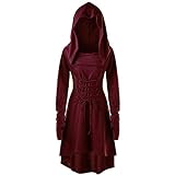 FSUJWOA Womens Halloween Costumes Renaissance Dress Women’s Pullover Medieval Costume Halloween Costumes For Women (XL, Red)