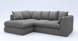 New Gamzo Fabric Corner Sofa Silver | Soft Jumbo Cord 3-4 Seater Corner Sofa Left/Right Hand Facing) (Charcoal Grey, Left Hand Facing)