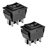 Heschen Rocker Switch ON-OFF-ON DPDT 6 Terminals 16A 250VAC Black 2Pack