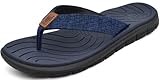 KuaiLu Women's Flip Flops Soft Padded Beach Sandals, Blue, 8 UK