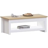 Vida Designs Arlington Coffee Table 1 Shelf Storage MDF Living Room Modern Furniture (White)