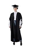 GraduatePro Graduation Gown and Cap UK Academic Master Ceremony Costume for Adults University Black Set 48=S