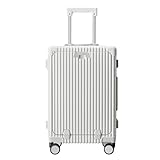 Carry on Suitcase, Hand Luggage Suitcase 4 Spinner Wheels Cabin Suitcase, Built in TSA Lock, with USB Port & Cup, Mobile Phone Holder Hard Shell Suitcase-white||20inch