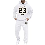 RUMAOZIA Tracksuits Men's Size Jogging Suit Gradient Colour 2-Piece Hip Hop Y2K Tracksuit Hoodies + Jogging Bottoms Men's Leisure Suits Hoodie Casual Comfortable Outdoor Sports Suit, White, L